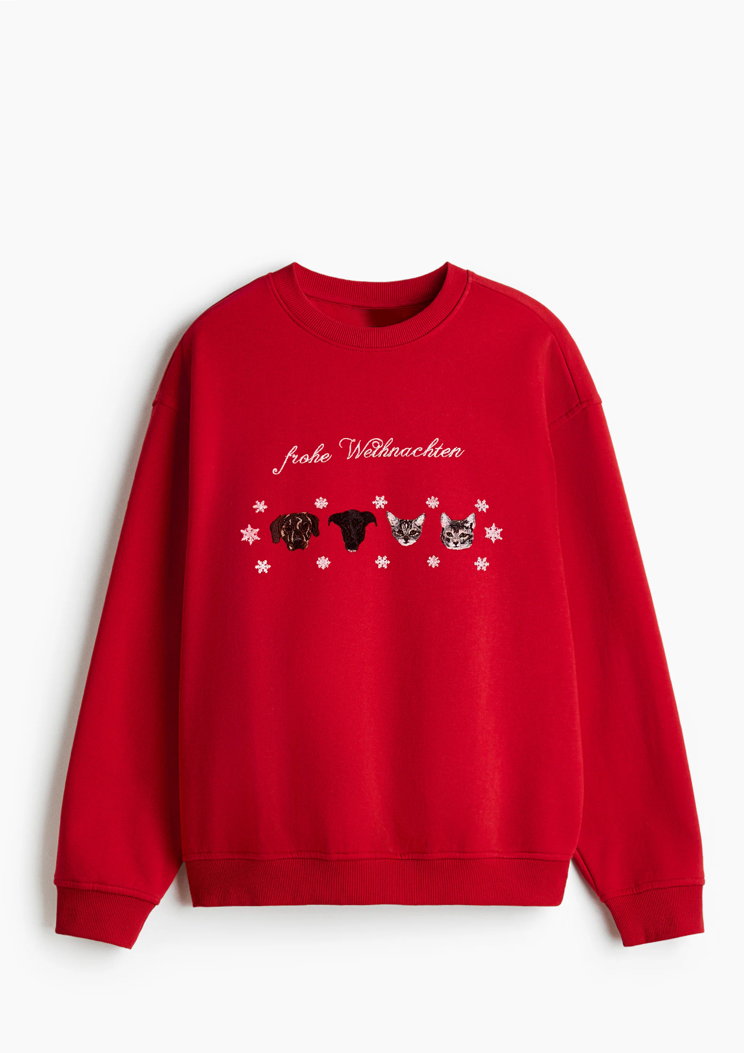 Individuell bestickter Weihnachts-Sweater Schneeflocken