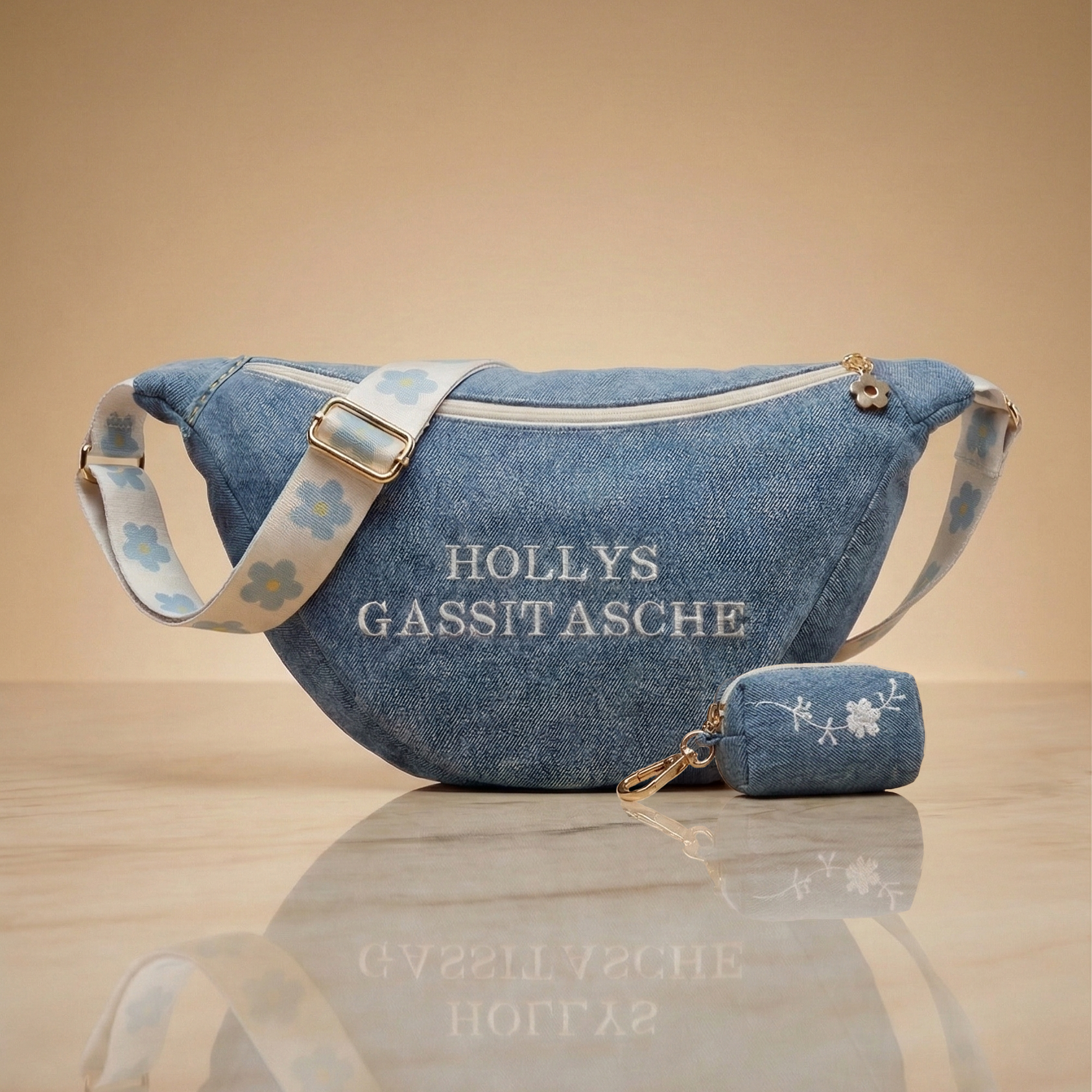 Kotbeutelspender Denim Samt | personalisierbar | Handgefertigt in Deutschland