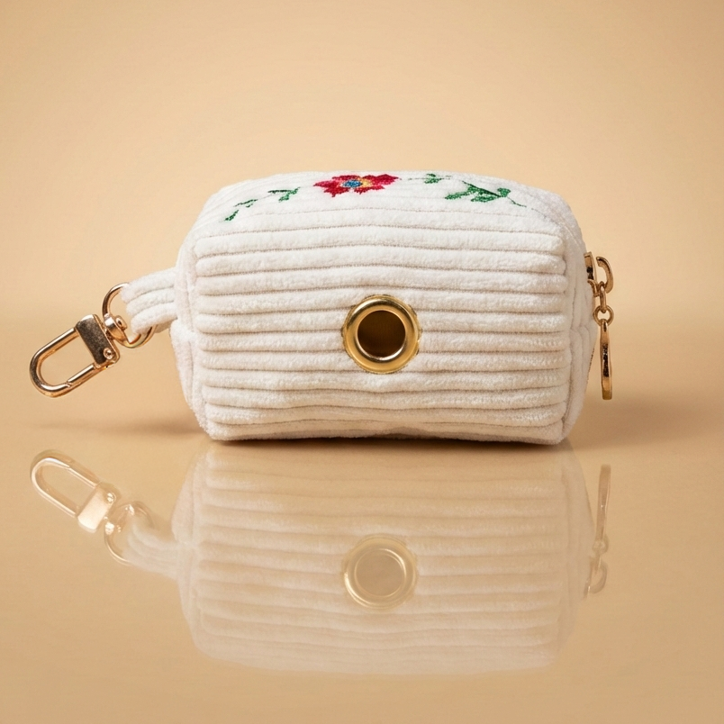 Kotbeutelspender weißer Cord | personalisierbar | Handgefertigt in Deutschland